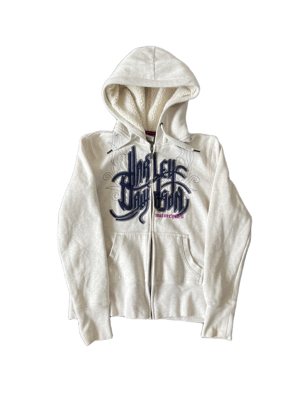vintage harley davidson zip-up sherpa hoodie