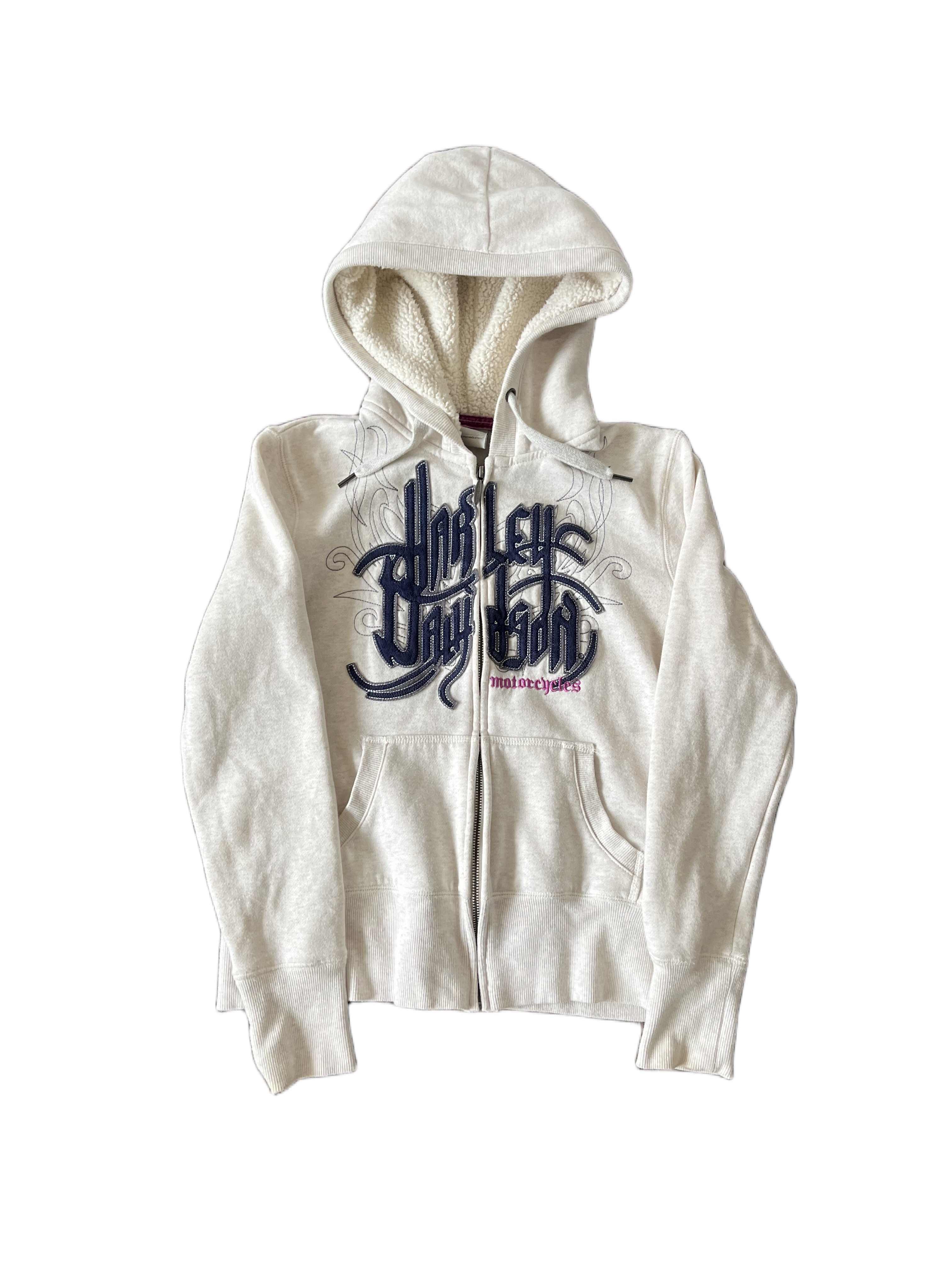 vintage harley davidson zip-up sherpa hoodie