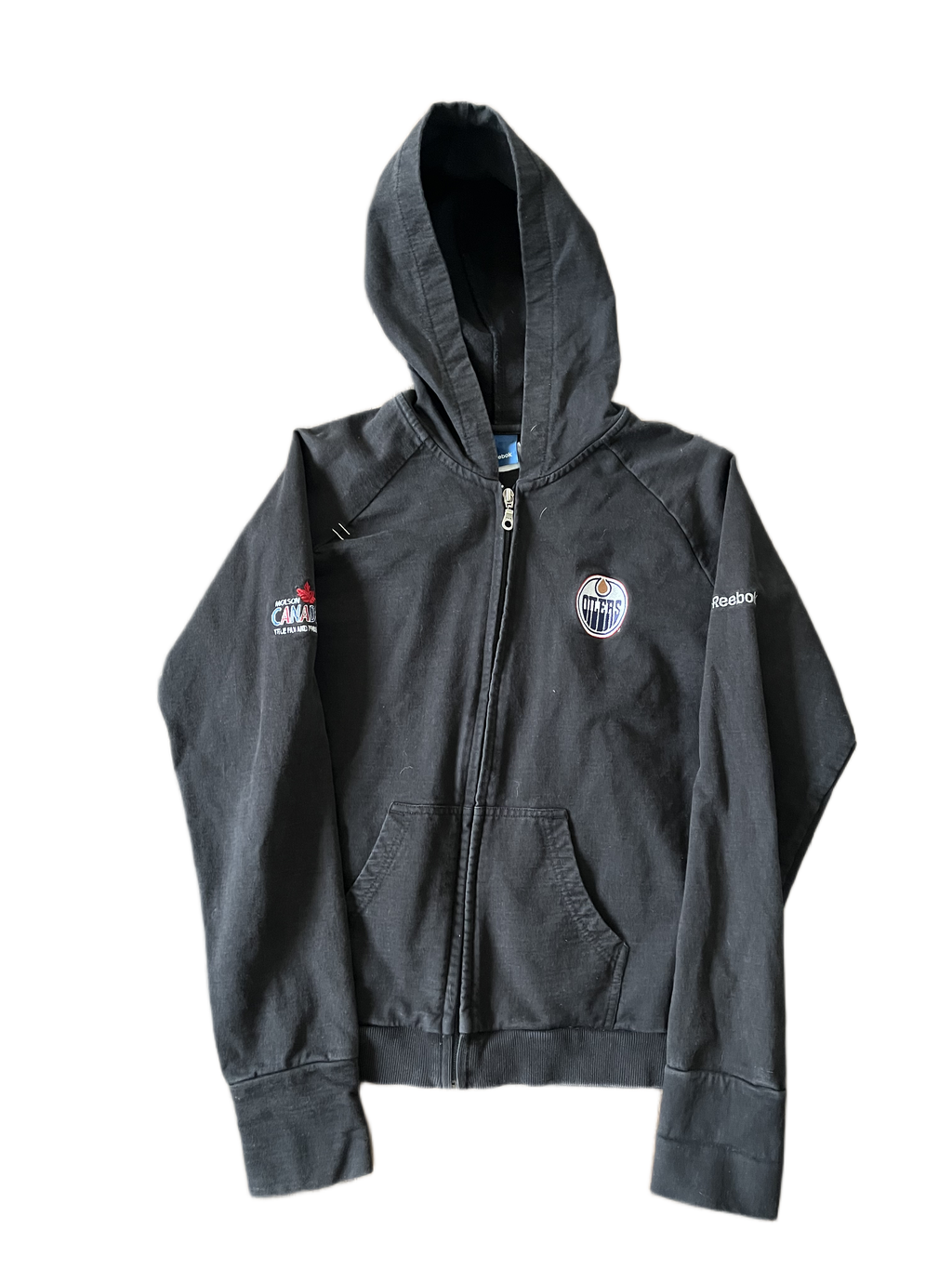 vintage edmonton oilers reebok zip up hoodie