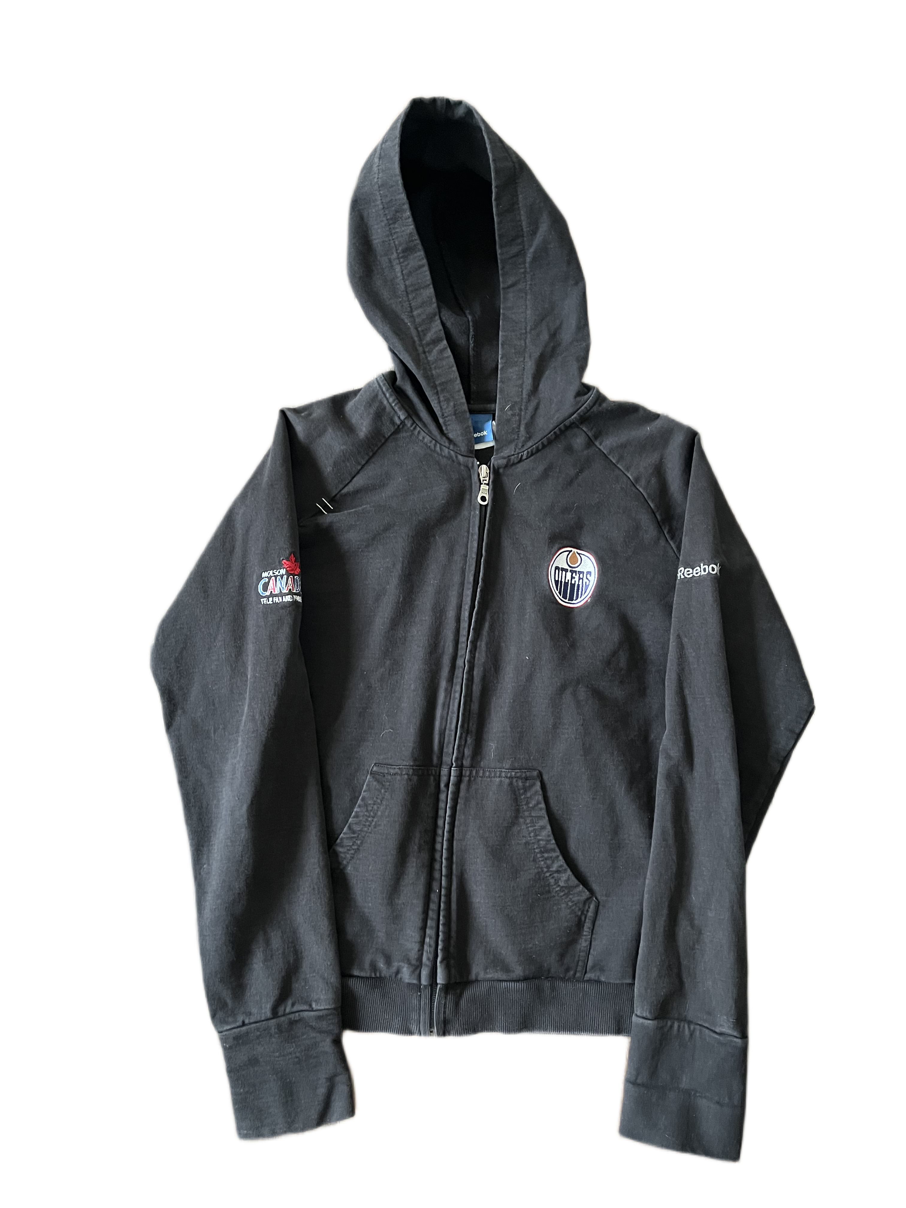 vintage edmonton oilers reebok zip up hoodie