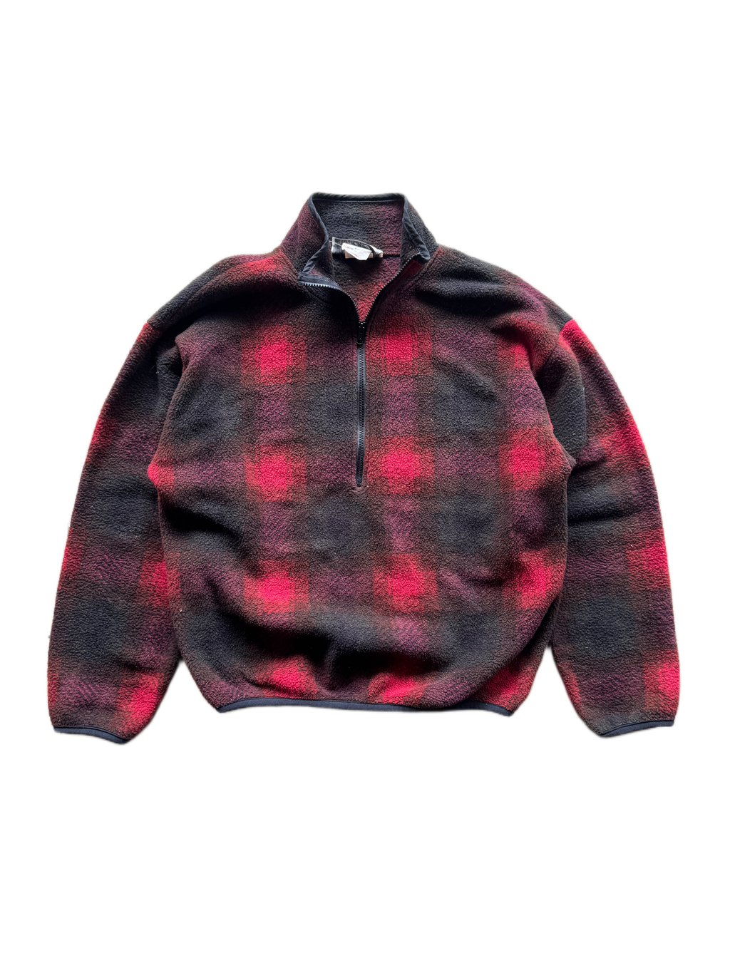 vintage 1980s marciano showdow plaid fleece quarter zip sweater