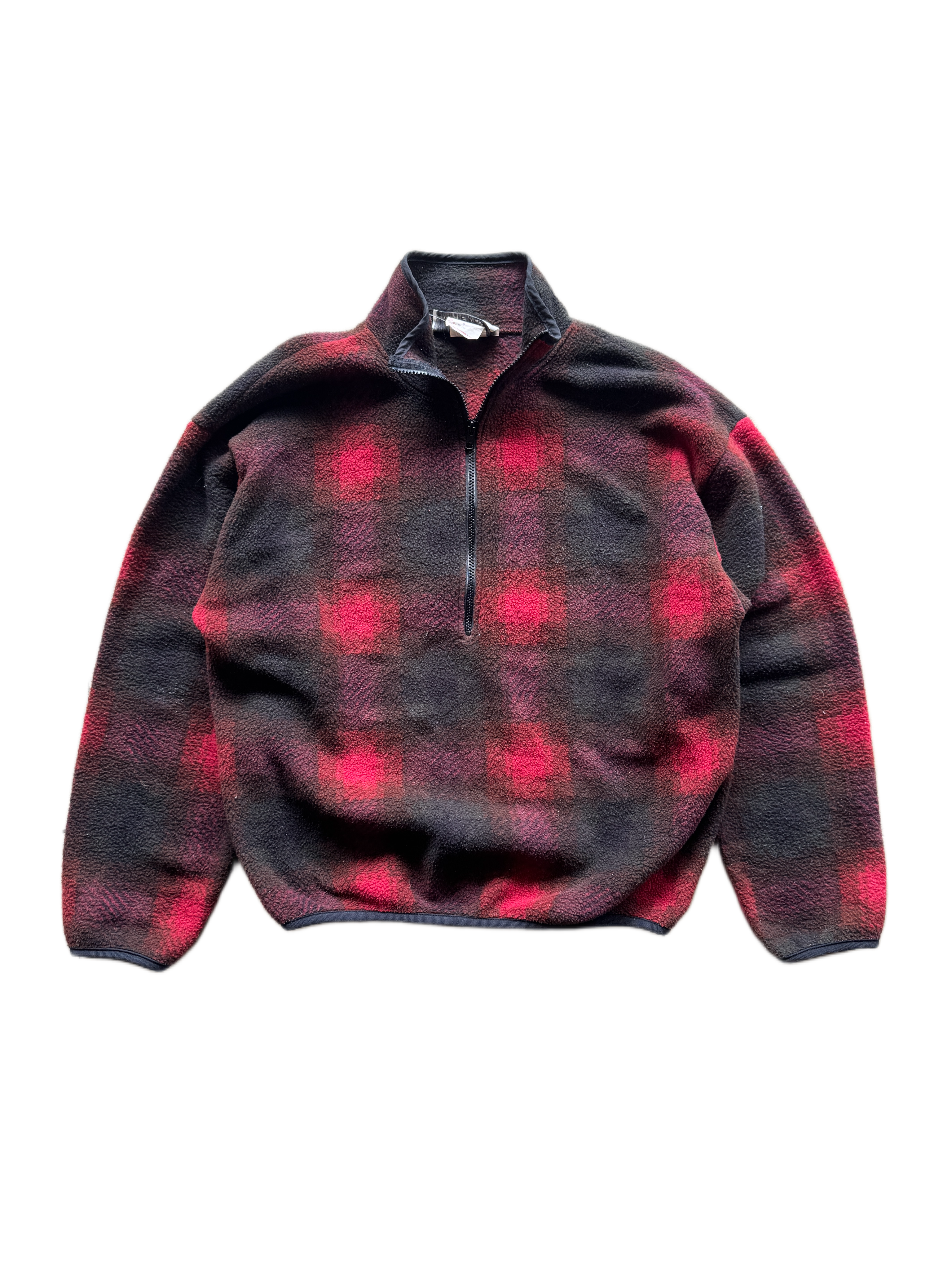 vintage 1980s marciano showdow plaid fleece quarter zip sweater