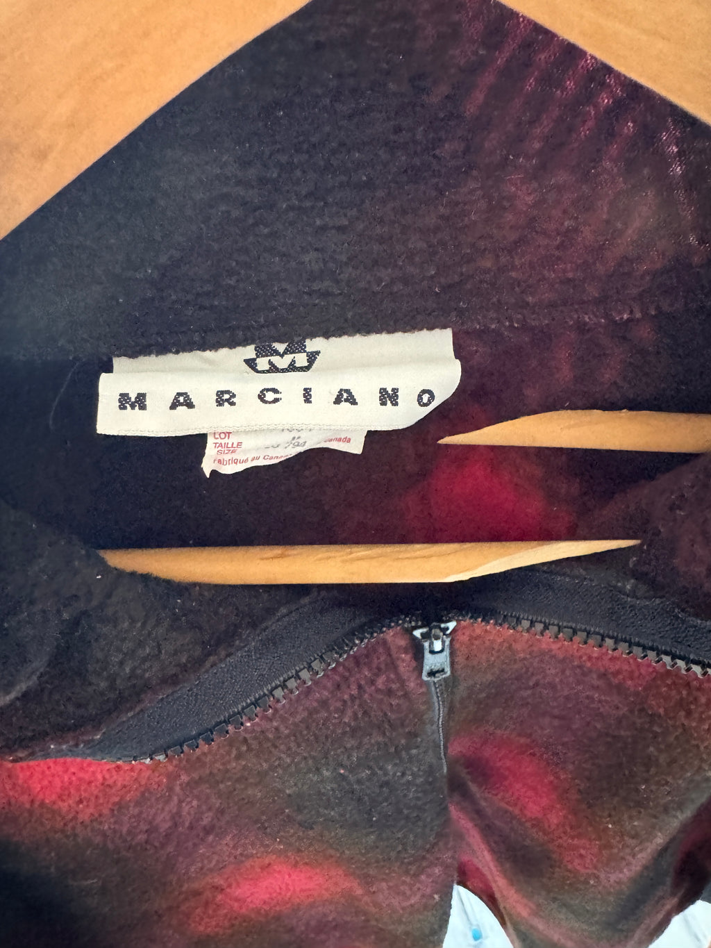 vintage 1980s marciano showdow plaid fleece quarter zip sweater