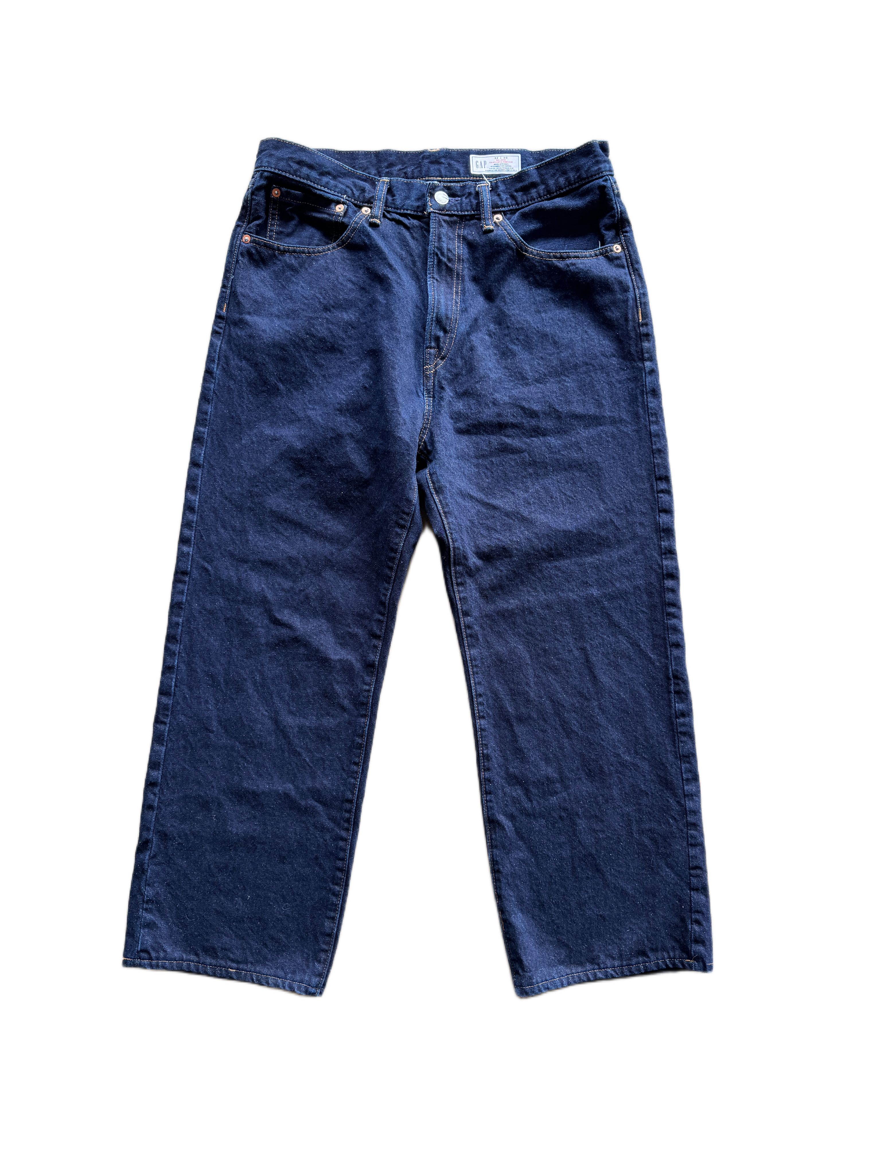 vintage gap baggy raw blue jeans