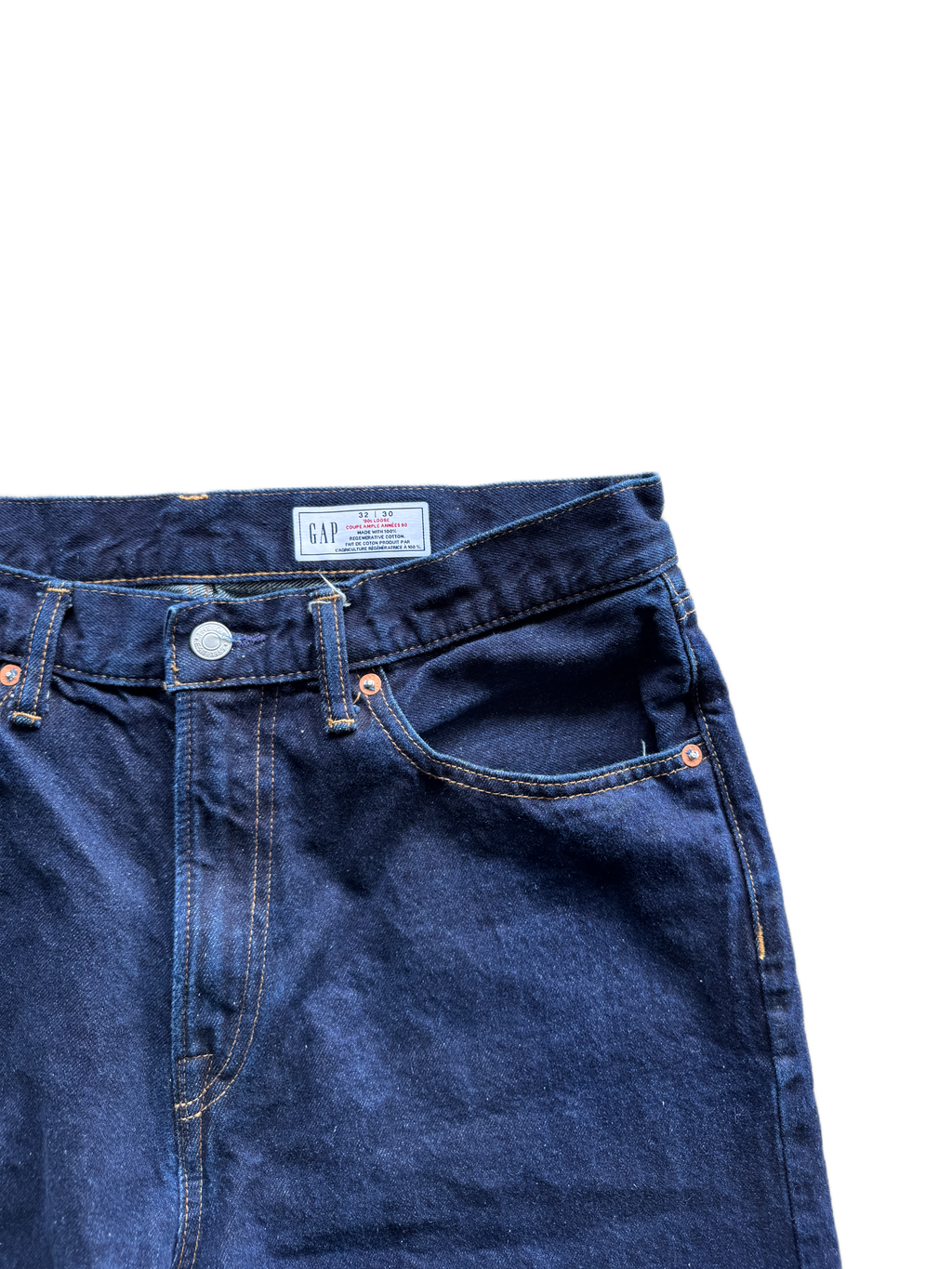 vintage gap baggy raw blue jeans