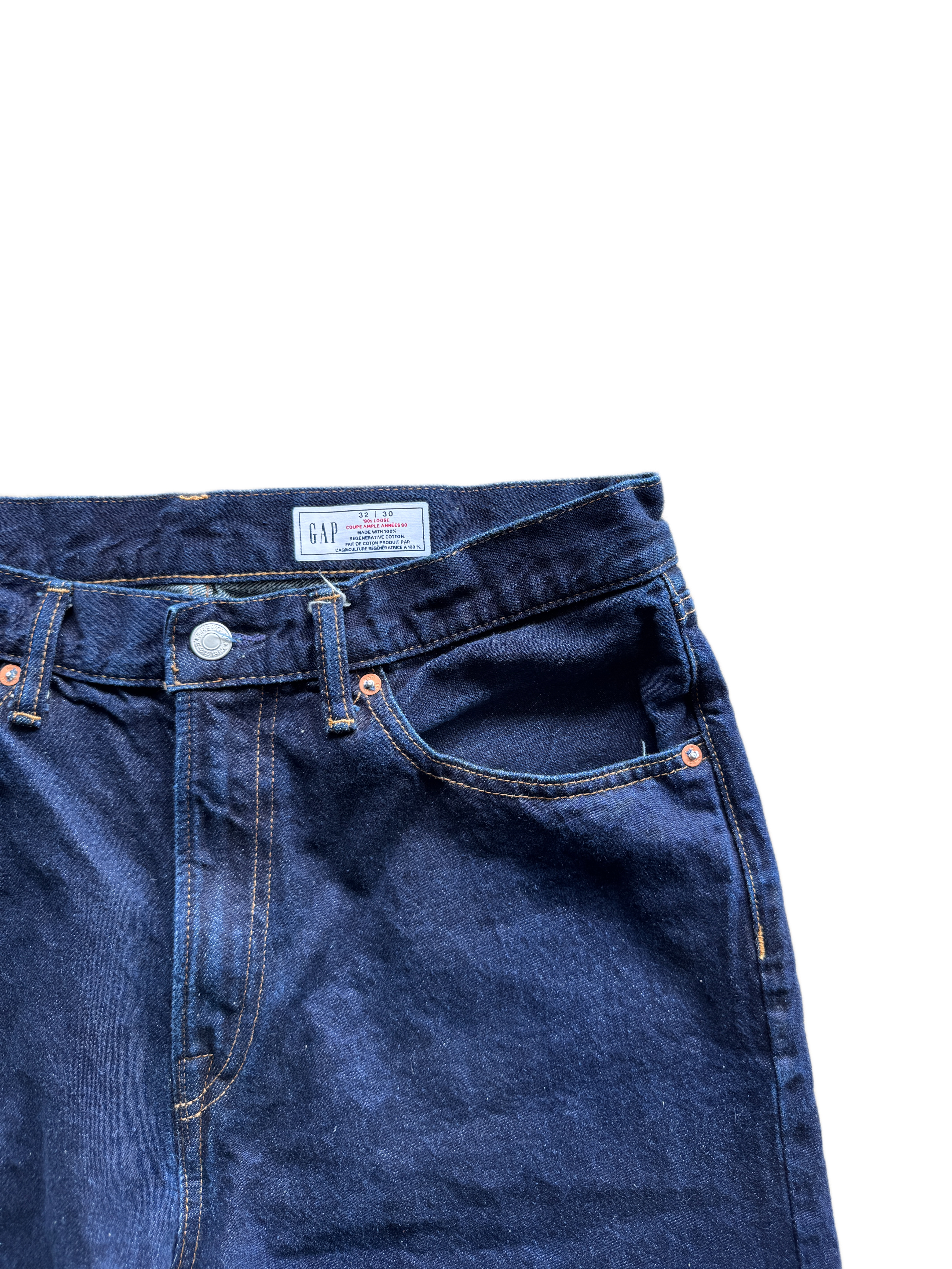 vintage gap baggy raw blue jeans