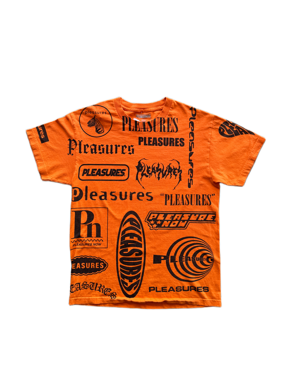 pleasures logo flip tee
