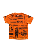 pleasures logo flip tee