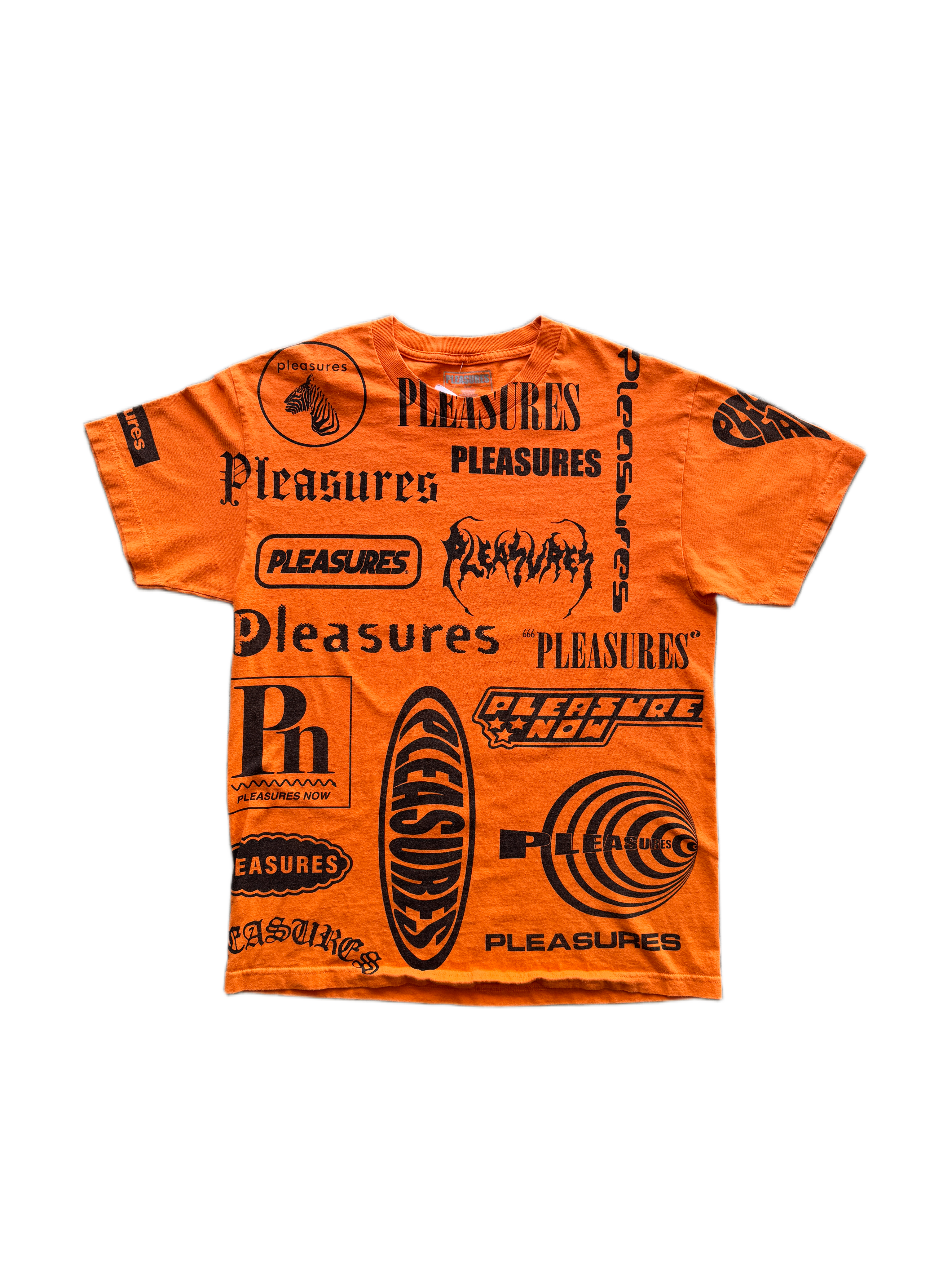 pleasures logo flip tee