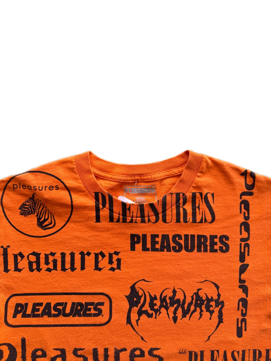 pleasures logo flip tee
