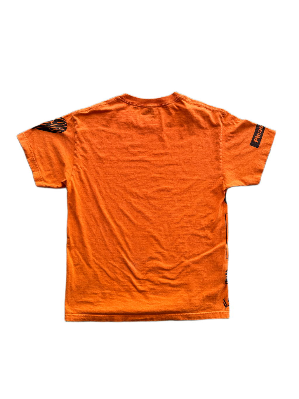 pleasures logo flip tee