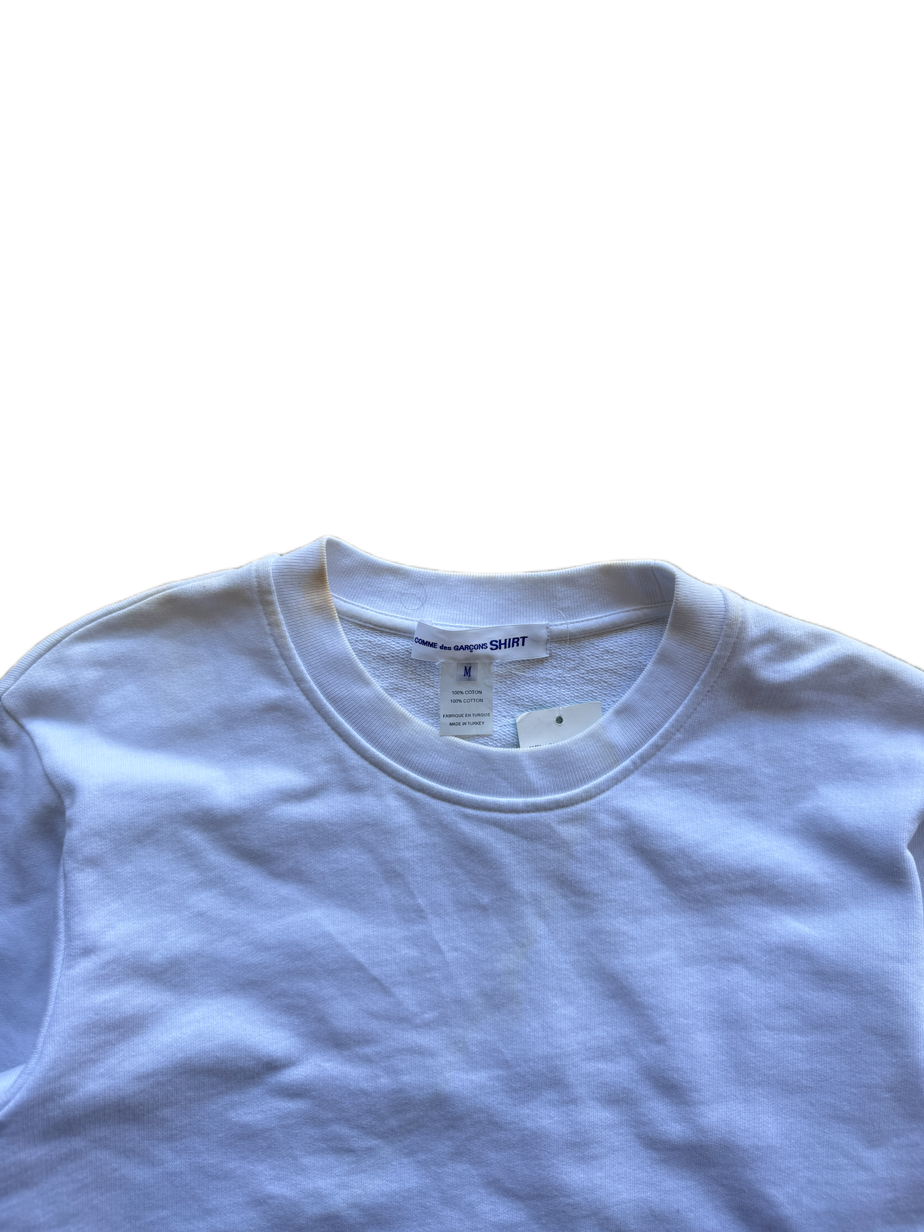 comme des garçons shirt face mask white sweatshirt