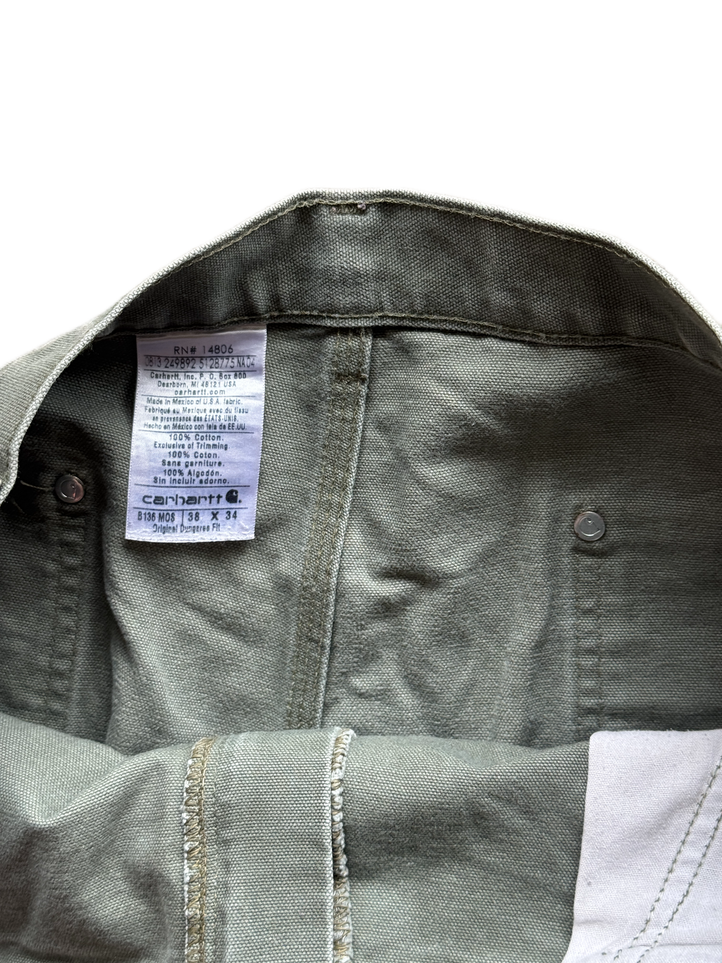 vintage green carhartt double knee jorts shorts